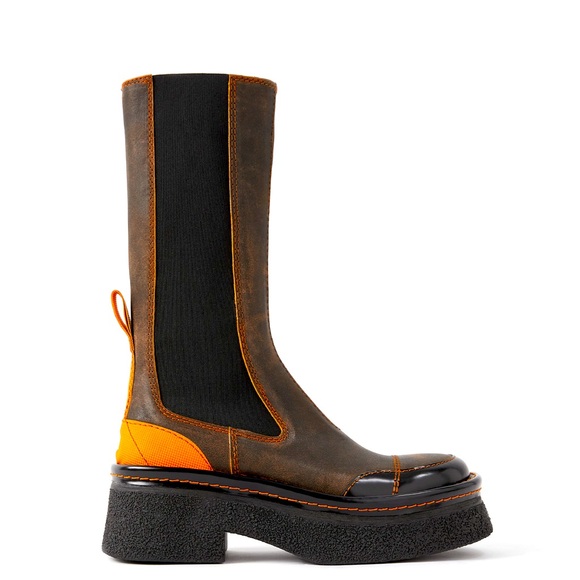 Miista Tall Leather Boots with chunky soles and orange details - Picture 6 of 8